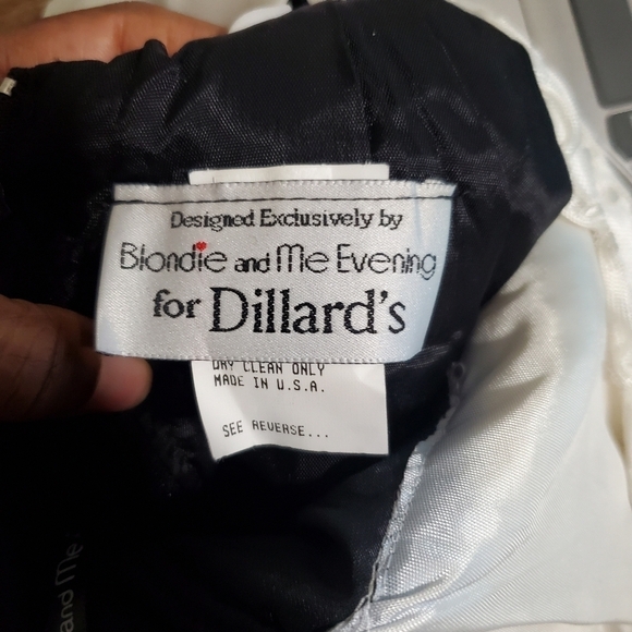 Vintage 80s Dillard's Satin and Velvet Evening Formal Dress Black/ White Size 9 - Picture 5 of 6